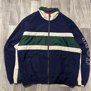 Izod Navy and Green Windbreaker Jacket